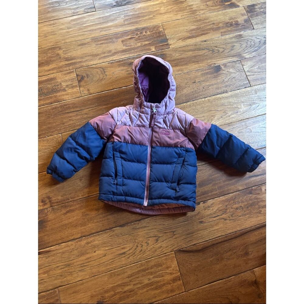 L.L. Bean Kids Two-Tone Navy and Dusty Rose Puffer Jacket
